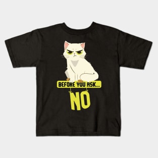 Before You Ask No Cat Mature Content Kids T-Shirt